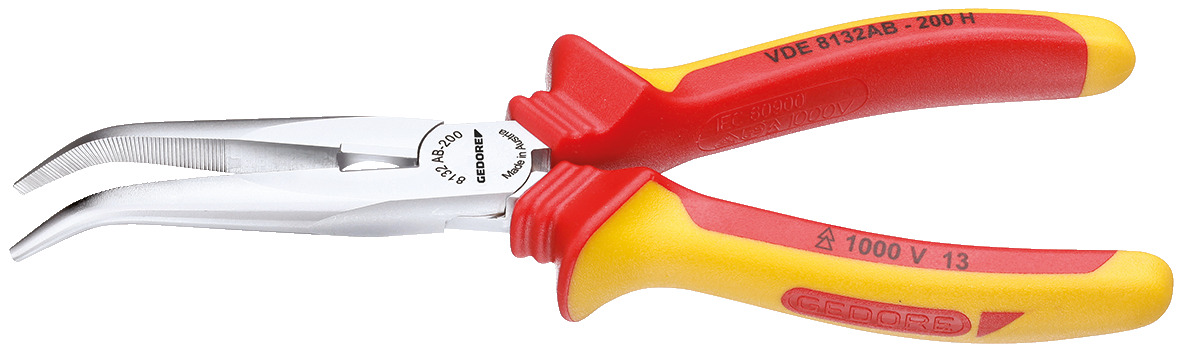 VDE 8132 AB H VDE needle nose pliers with sheath insulation, angled