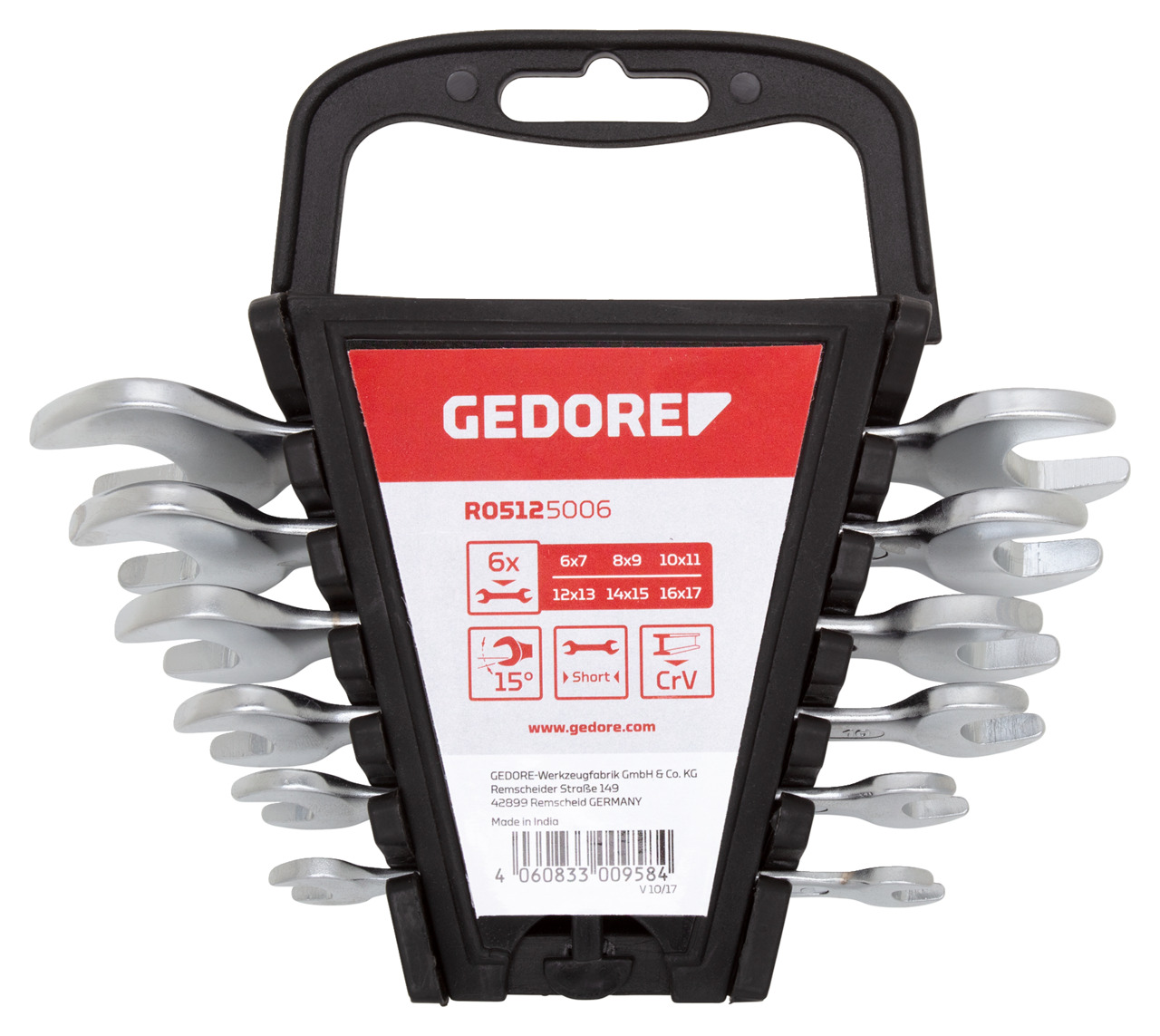 R0512 (MM) Double open ended spanner set, short pattern