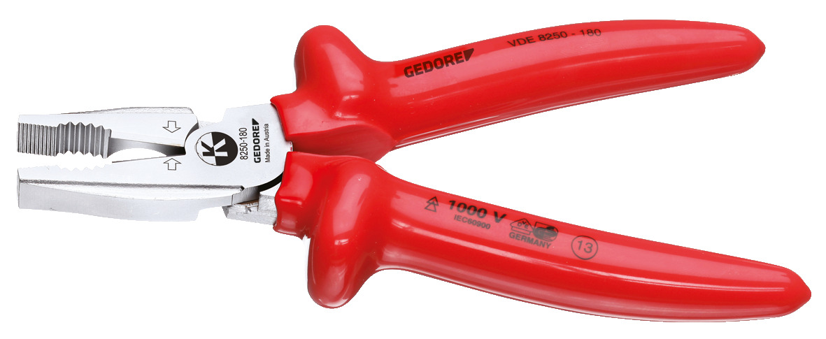 VDE 8250 VDE Power combination pliers with VDE dipped insulation