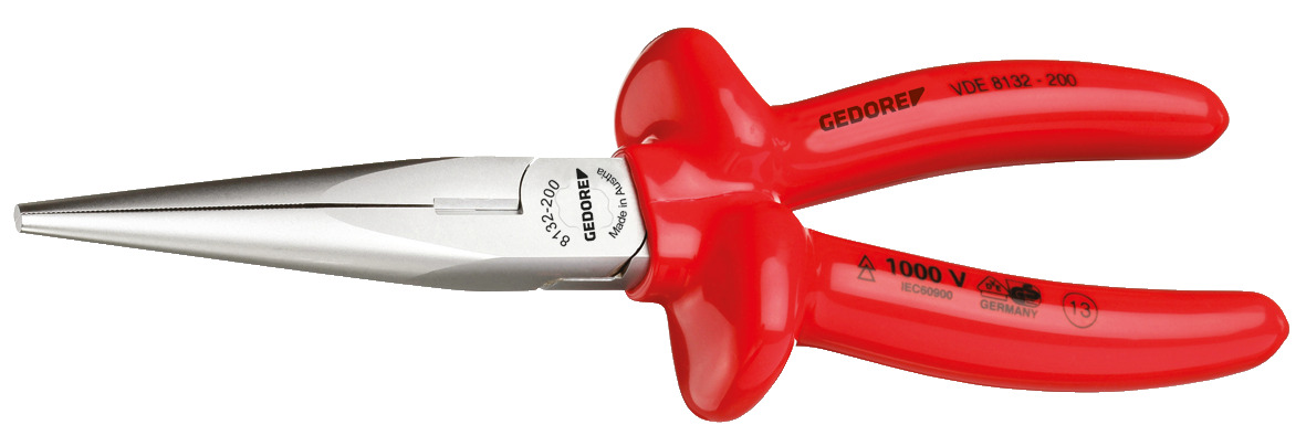 VDE 8132 VDE Flat nose pliers with VDE dipped insulation, straight