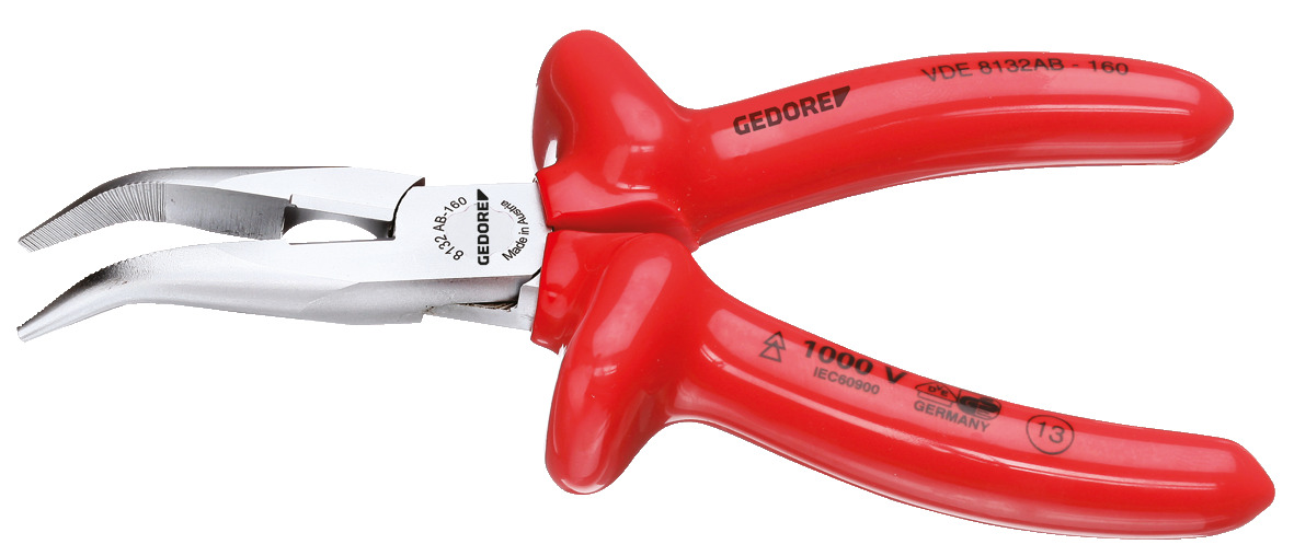 VDE 8132 AB VDE Flat nose pliers with VDE dipped insulation, angled