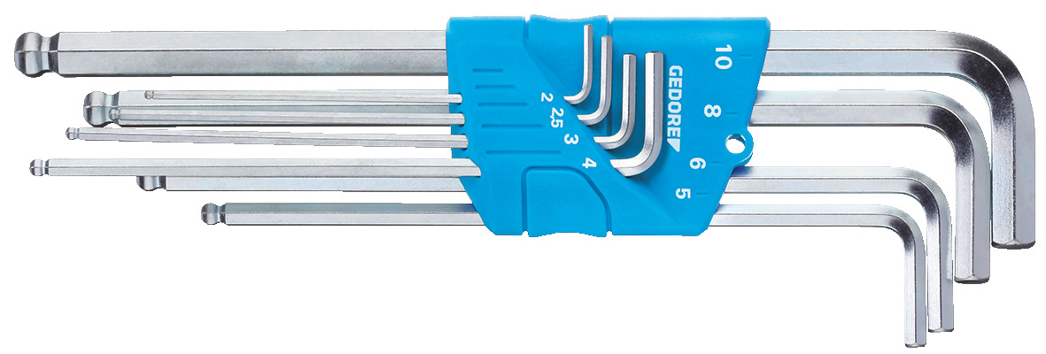 H 42 KEL-88 Hexagon socket key set for in-hex screws, extra long, with ball end