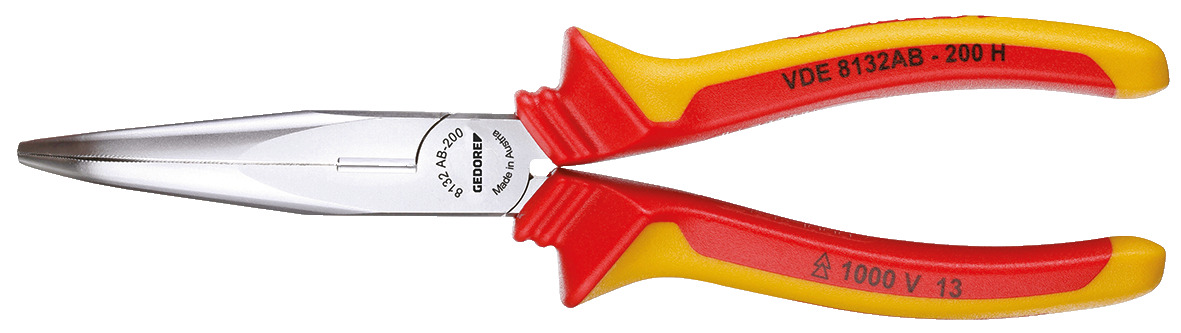 VDE 8132 AB H VDE needle nose pliers with sheath insulation, angled