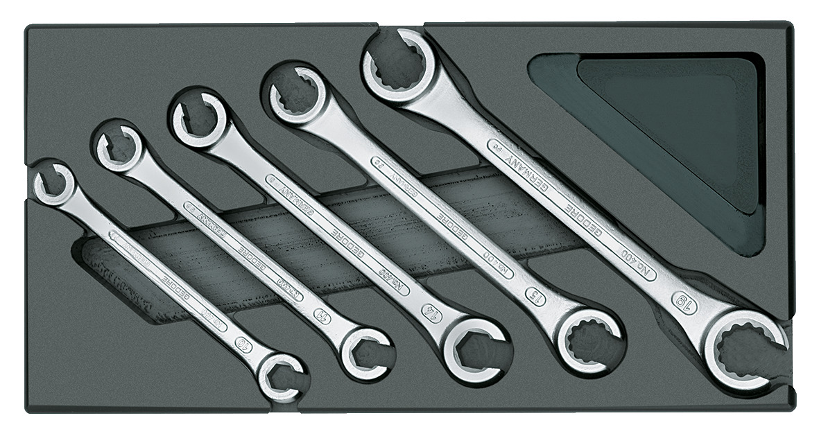 1500 ES-400 Double ended ring spanner set, open in 1/3 ES module