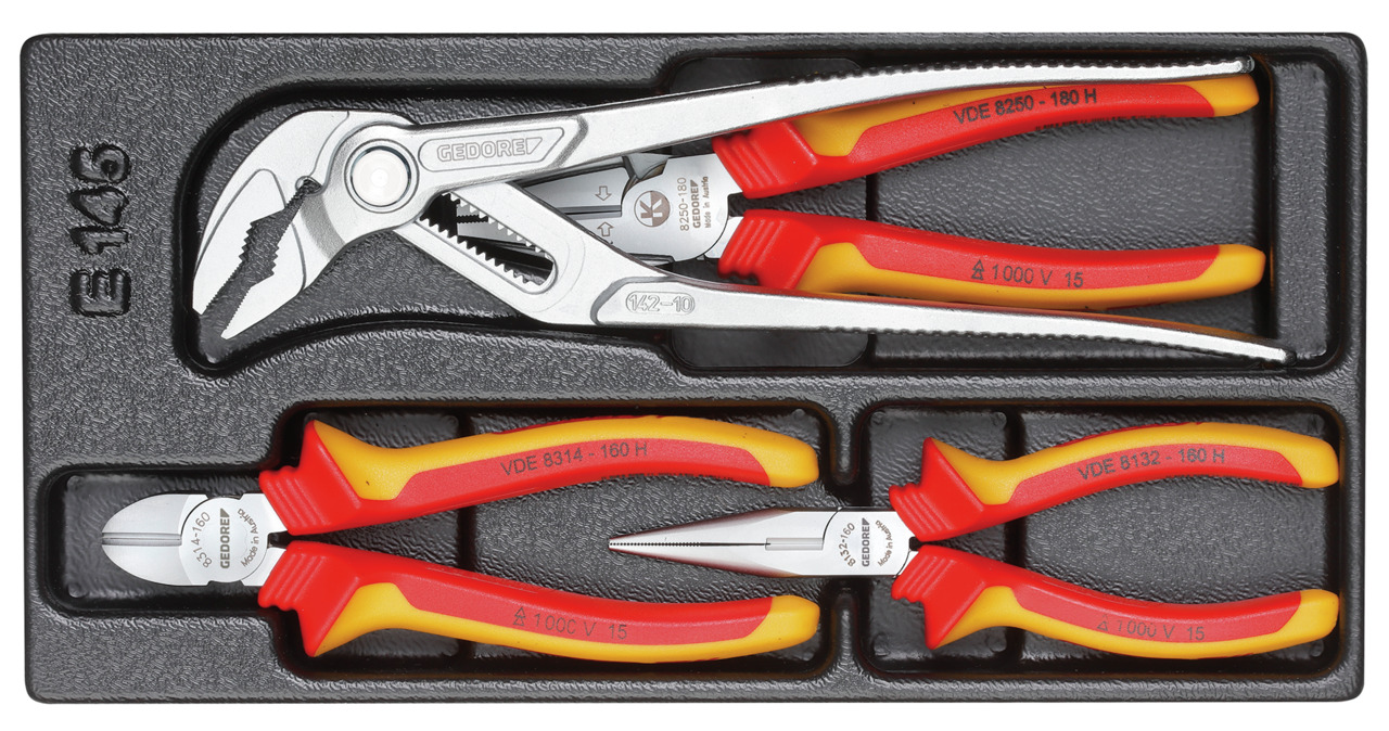 1500 ES-VDE 145 VDE Pliers assortment in 1/3 ES module