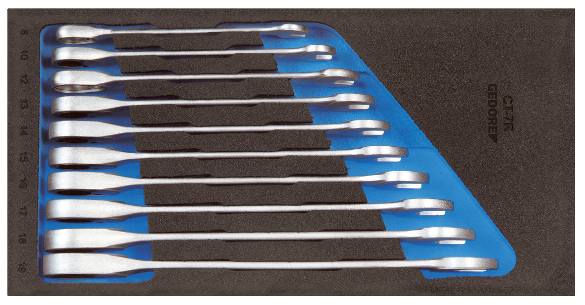 1500 CT1-7 R Set of open-end spanners with ring ratchet in 1/3 check tool module