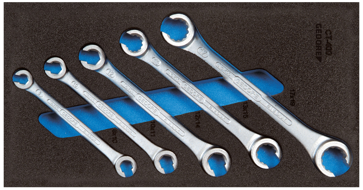 1500 CT1-400 double ring wrench set, open in 1/3 check tool module