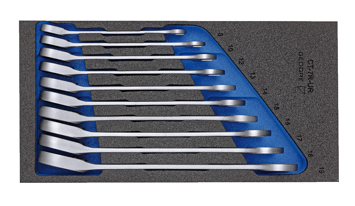 1500 CT1-7 UR Set of open-end spanners with ring ratchet, switchable to 1/3 check tool module