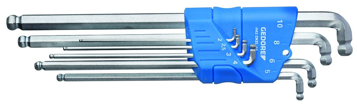 H 42 DKEL-88 Hexagon socket key set for in-hex screws, extra long, with double ball end