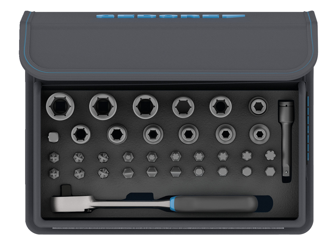 TC 666-MU-20 bit socket wrench set with ratchet