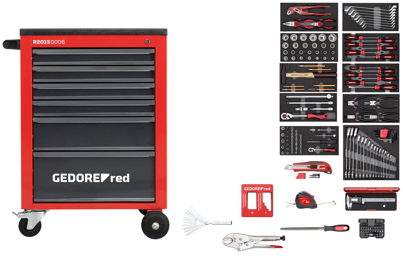 Tool set i.t.trolley MECHANIC red 166pcs