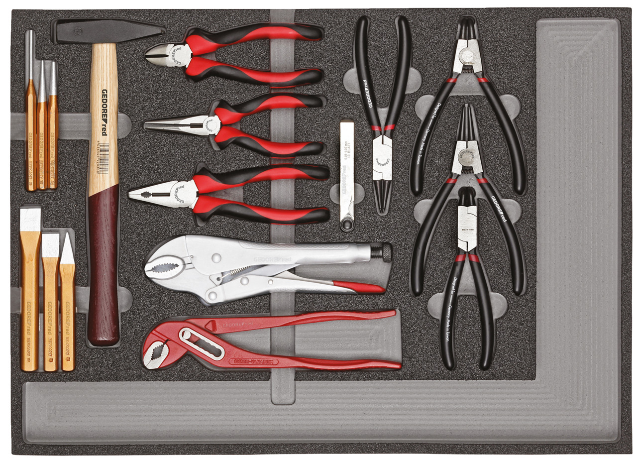 R22350001 Tool set pliers, hammers, chisels