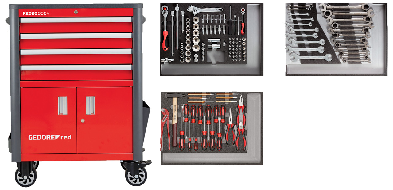 Tool set in t.trolley WINGMAN red 129pcs
