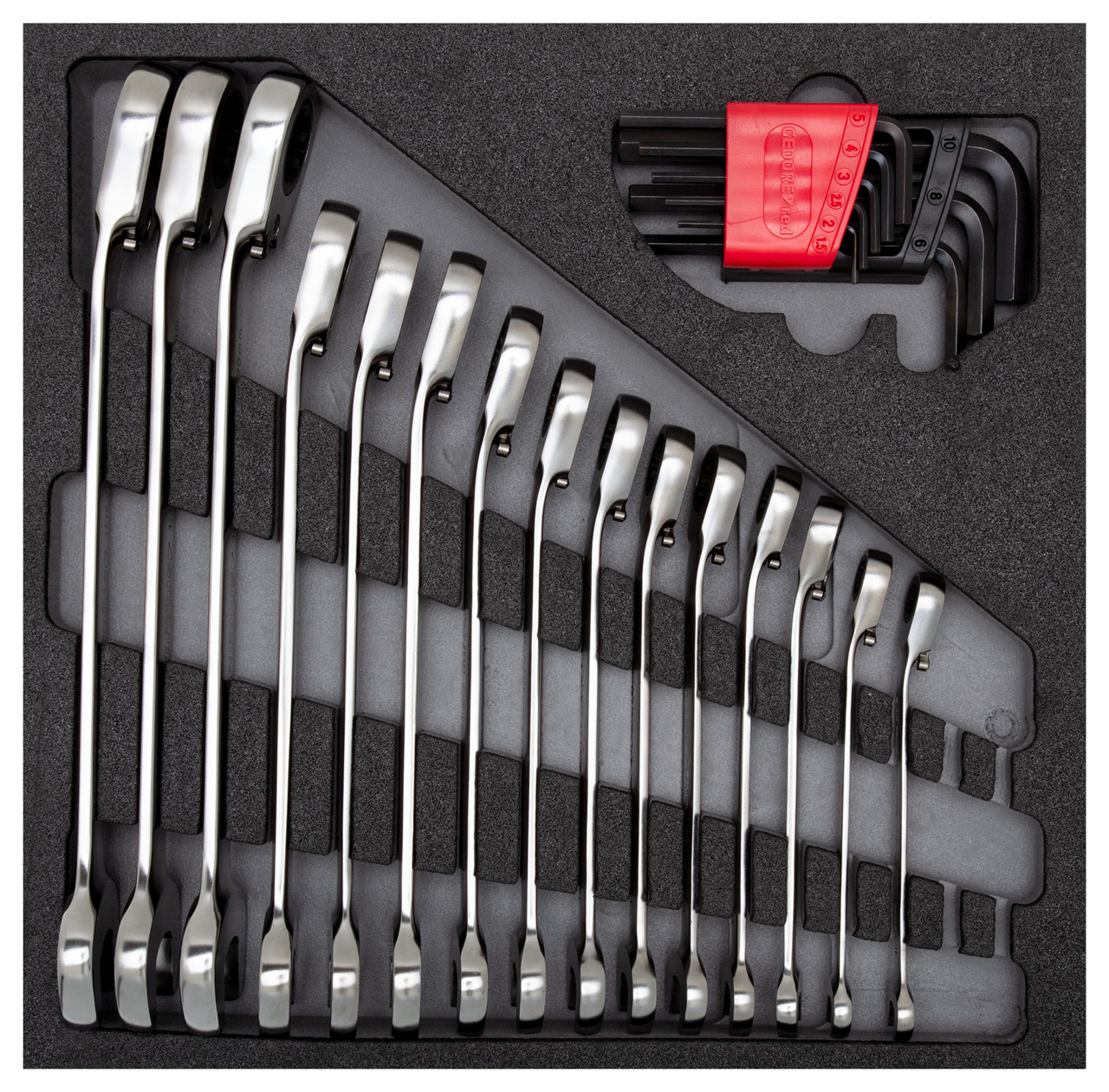 R22250001 Combination ratchet wrench set in 2/3 module 23 pieces