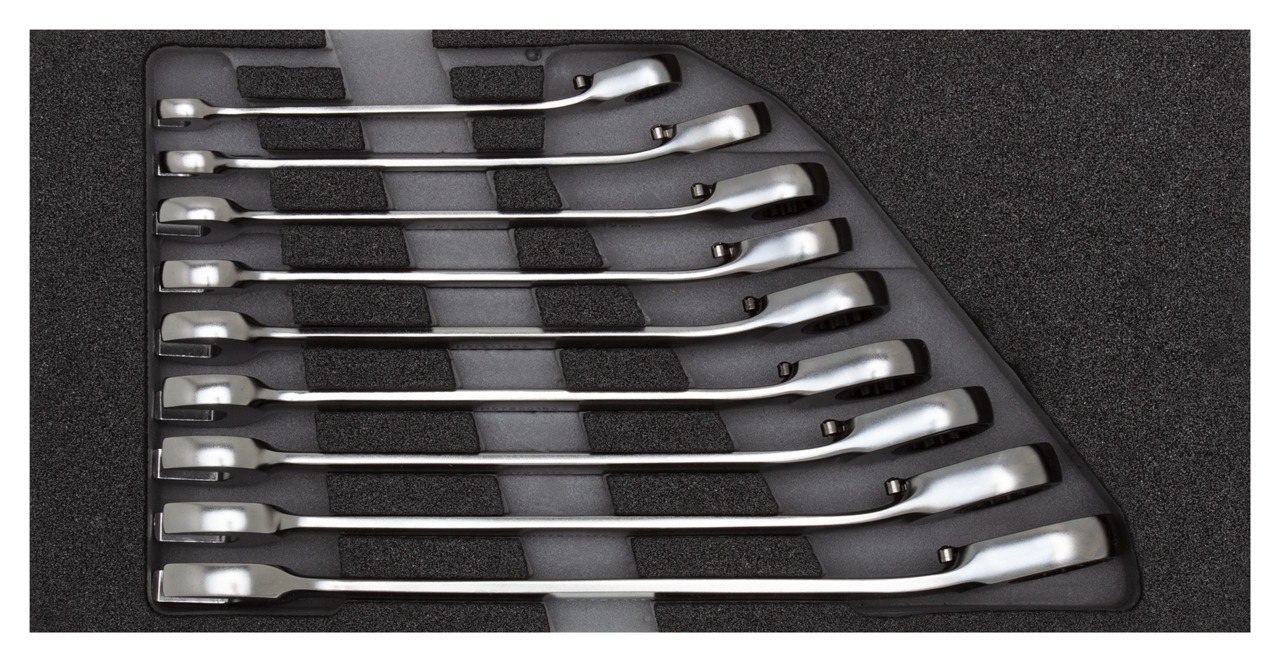 R22150002 Combination ratchet wrench set in 1/3 module 9 pieces