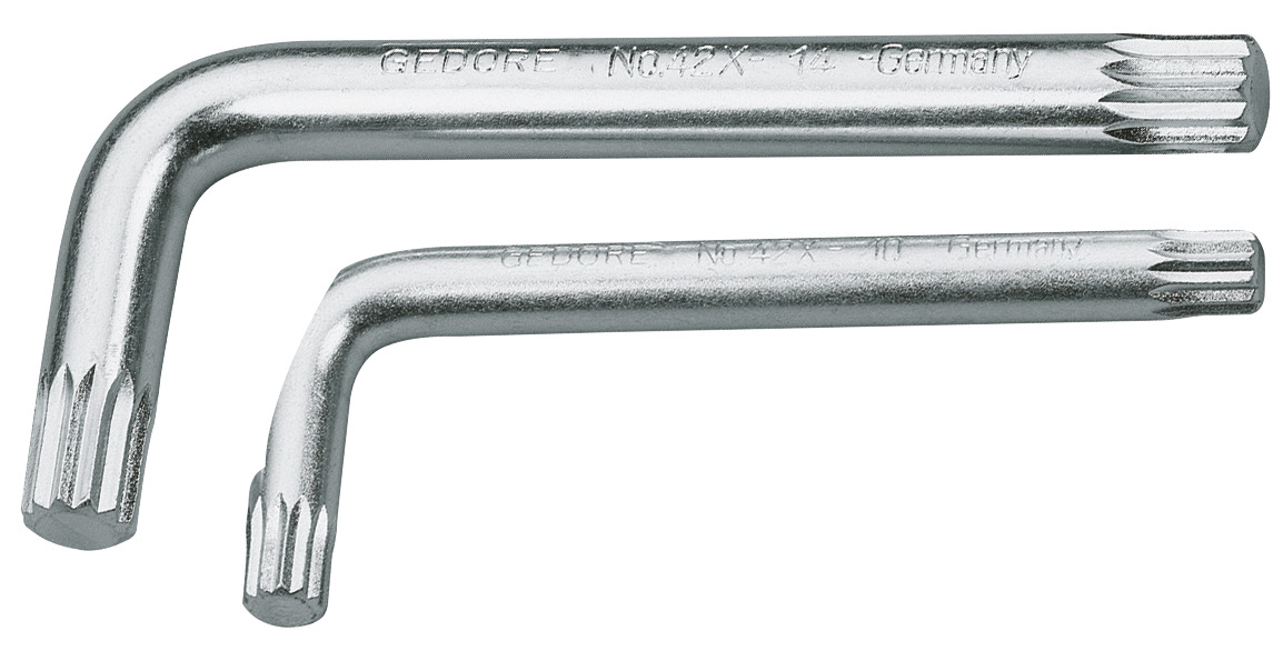 42 X Cranked socket screwdriver for multi-tooth socket screws XZN