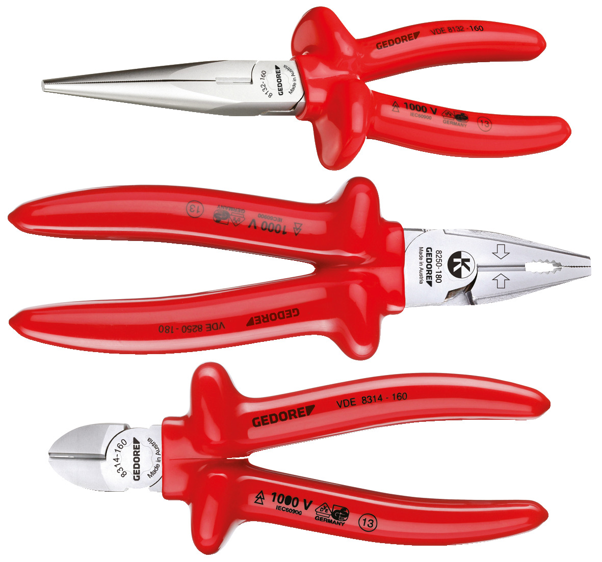 VDE S 8003 VDE Pliers set with dip-insulation 3-pieces