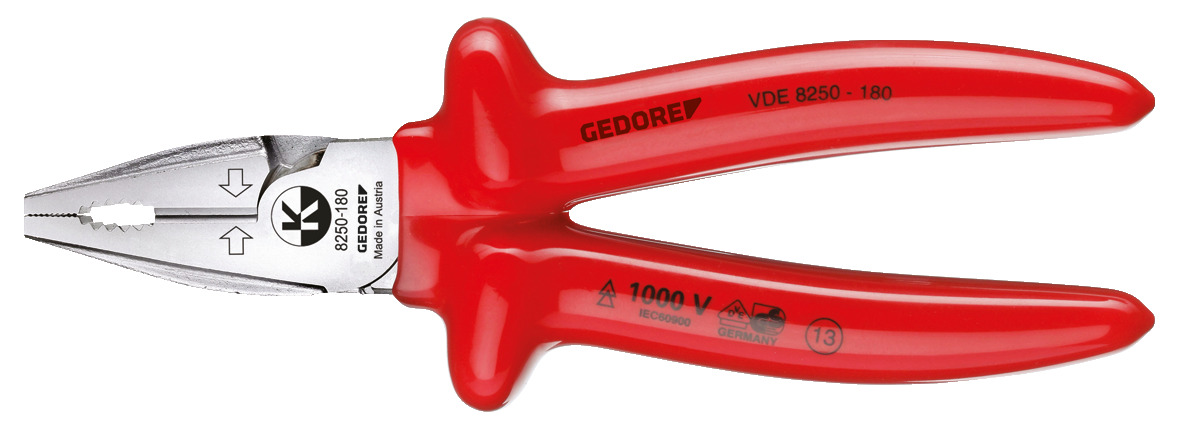 VDE 8250 VDE Power combination pliers with VDE dipped insulation