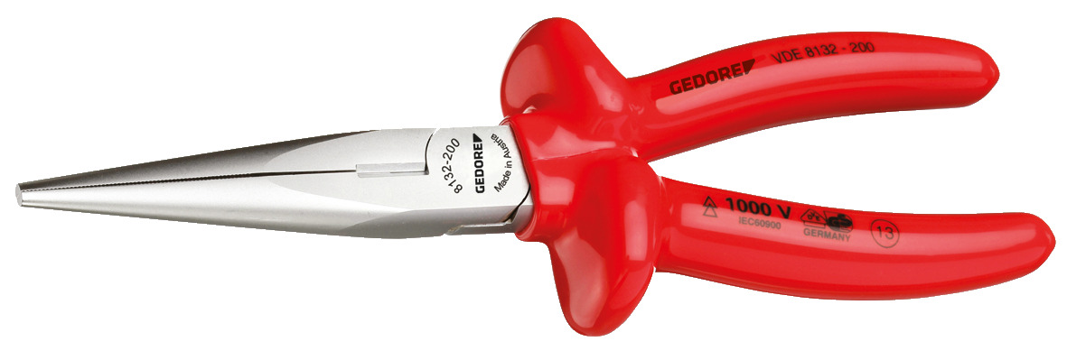 VDE 8132 VDE Flat nose pliers with VDE dipped insulation, straight